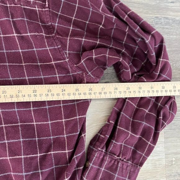 Bill Blass Mens Plaid Shirt Extra Large Tall XLT Maroon Cotton - Picture 12 of 16